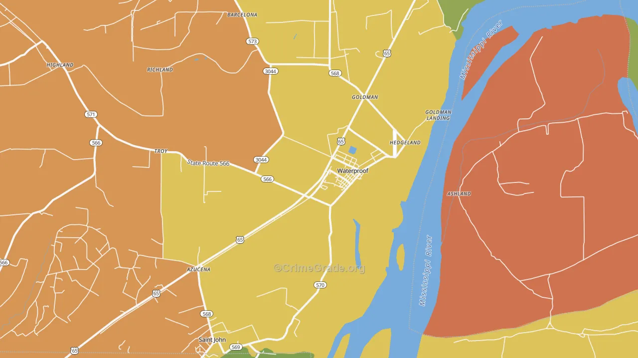 Waterproof, LA Map of Drug-Related Crime Rates