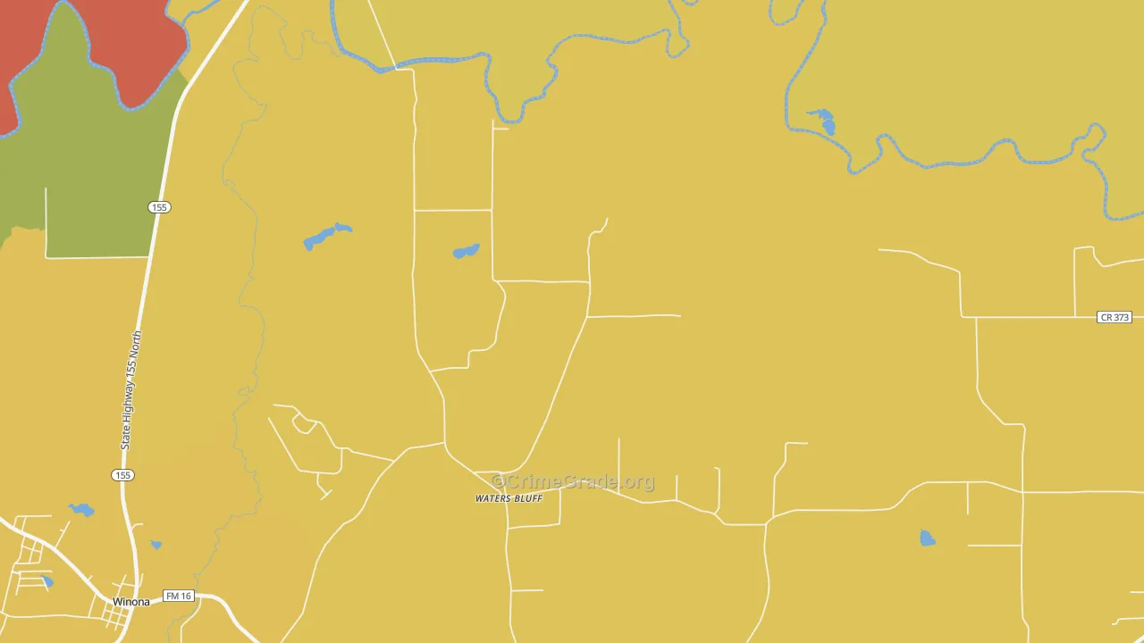 Waters Bluff, TX Map of Drug-Related Crime Rates
