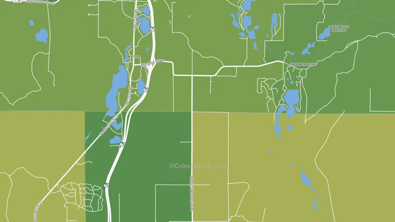 Waters, MI Map of Drug-Related Crime Rates