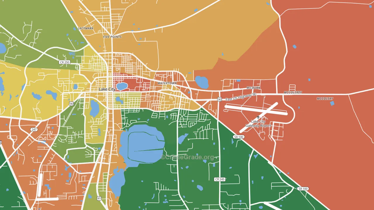 Watertown, FL Map of Drug-Related Crime Rates