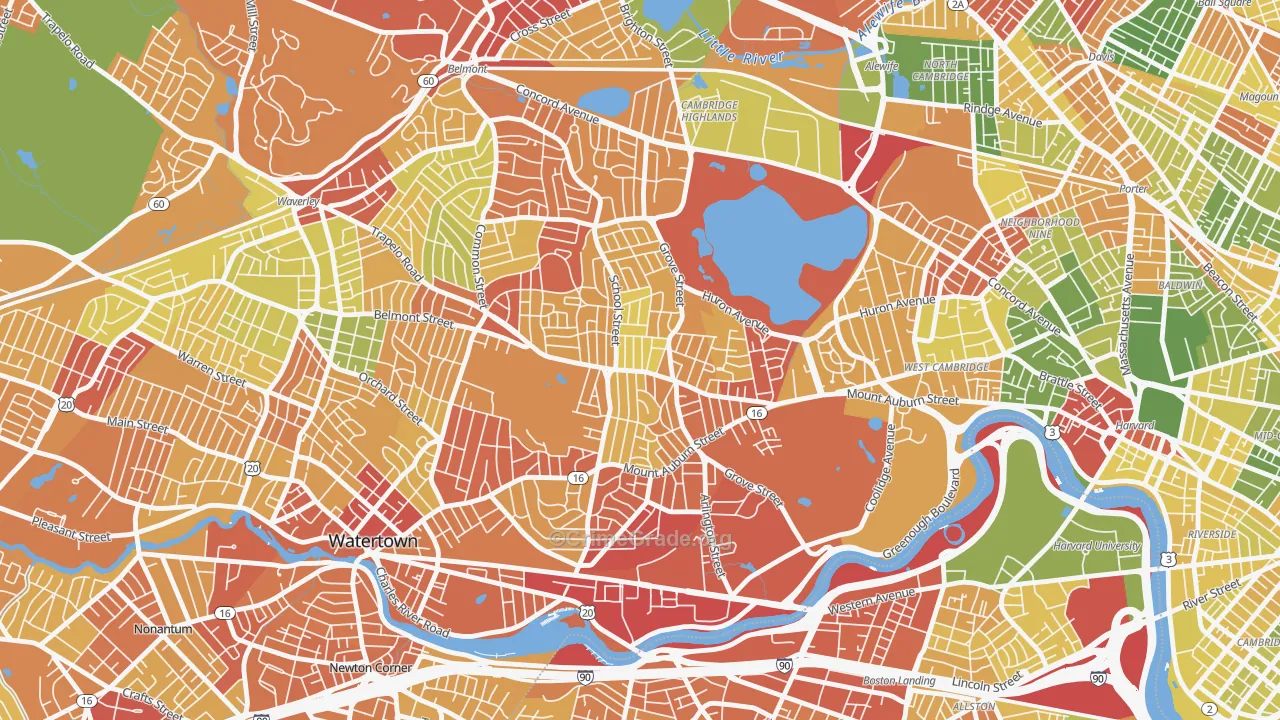 Watertown, MA Map of Drug-Related Crime Rates