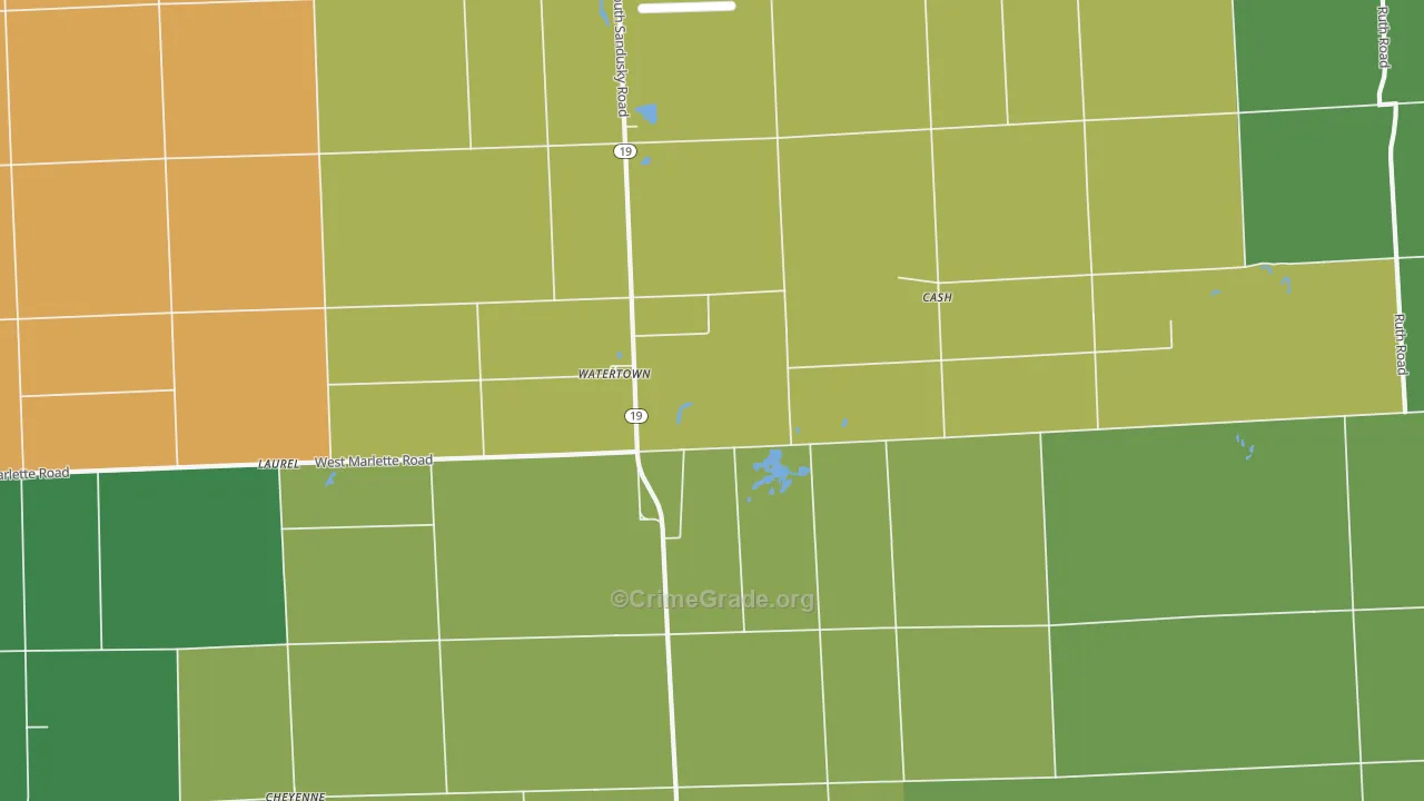 Watertown, MI Map of Drug-Related Crime Rates