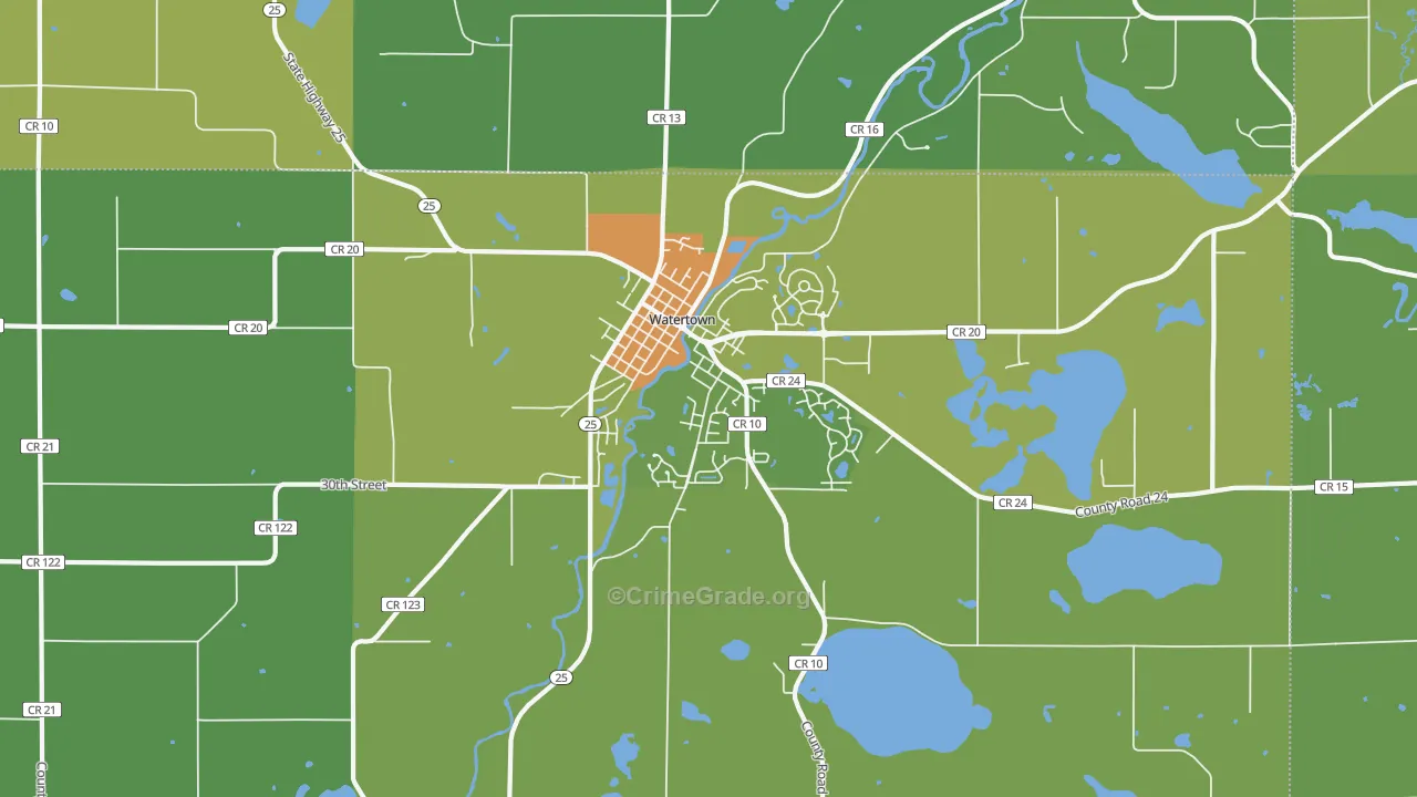 Watertown, MN Map of Drug-Related Crime Rates