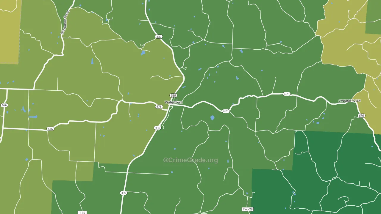 Watertown, OH Map of Drug-Related Crime Rates
