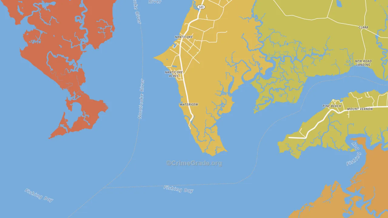 Waterview, MD Map of Drug-Related Crime Rates