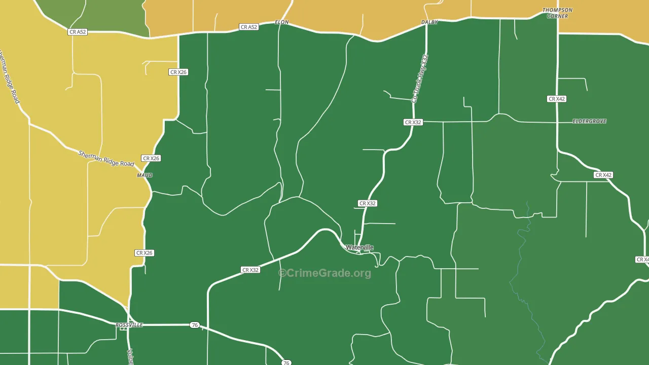 Waterville, IA Map of Drug-Related Crime Rates