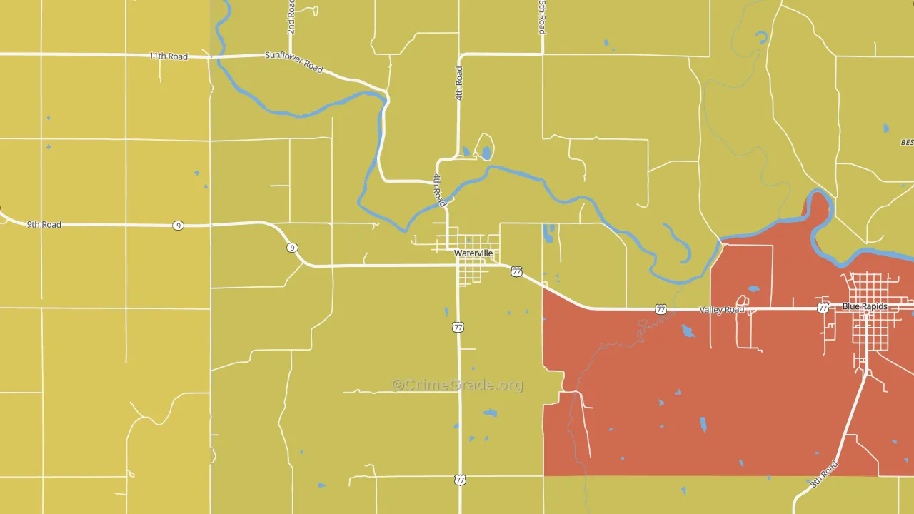 Waterville, KS Map of Drug-Related Crime Rates