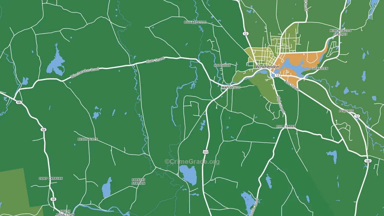 Waterville, MA Map of Drug-Related Crime Rates