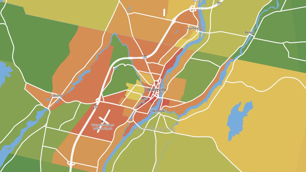 Waterville, ME Map of Drug-Related Crime Rates
