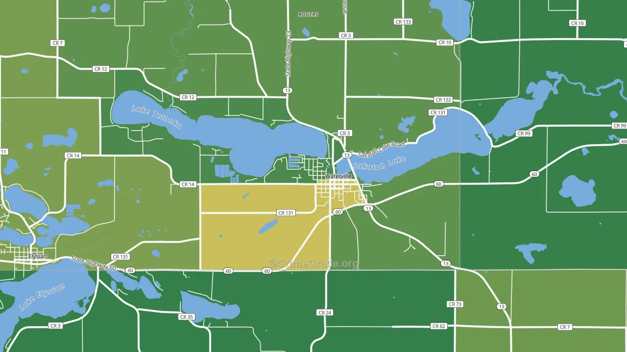 Waterville, MN Map of Drug-Related Crime Rates