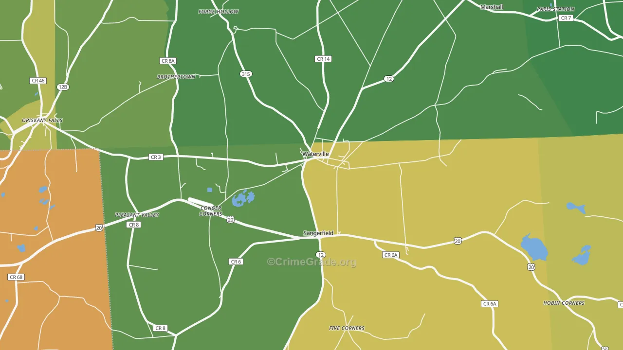 Waterville, NY Map of Drug-Related Crime Rates