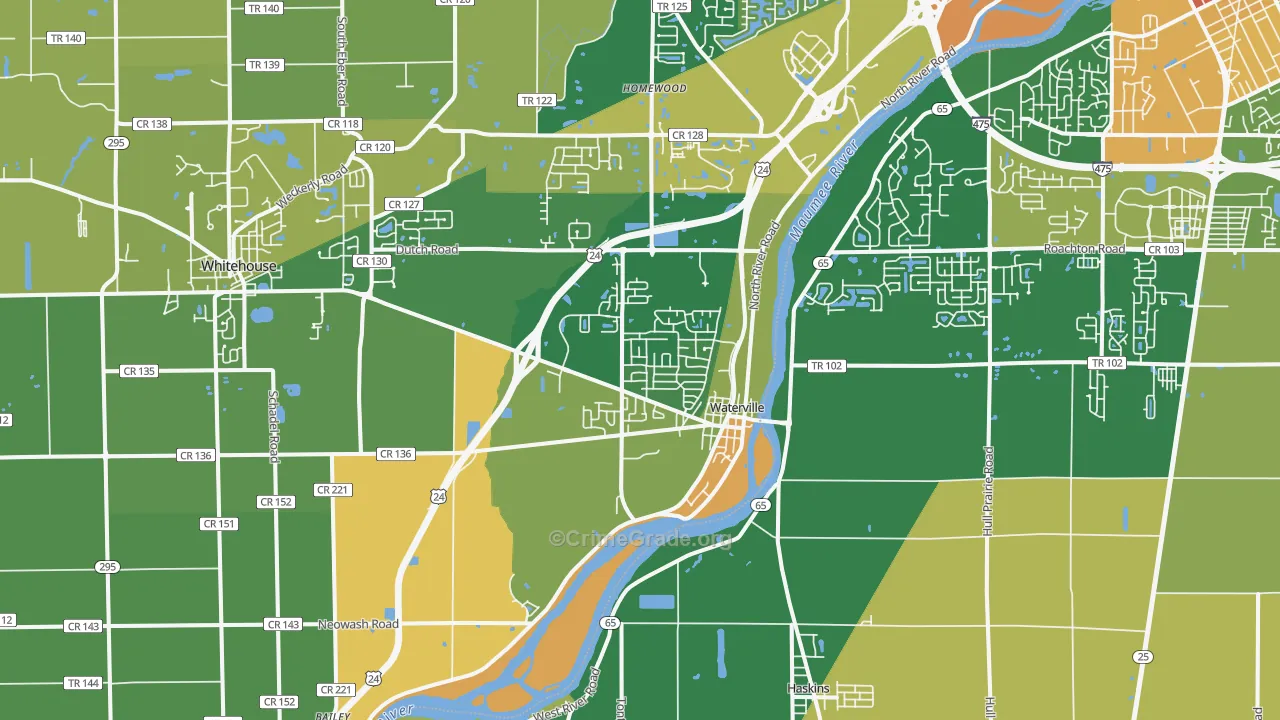Waterville, OH Map of Drug-Related Crime Rates