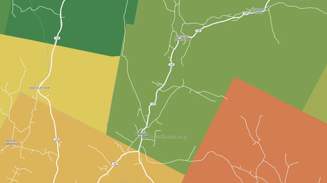 Waterville, VT Map of Drug-Related Crime Rates