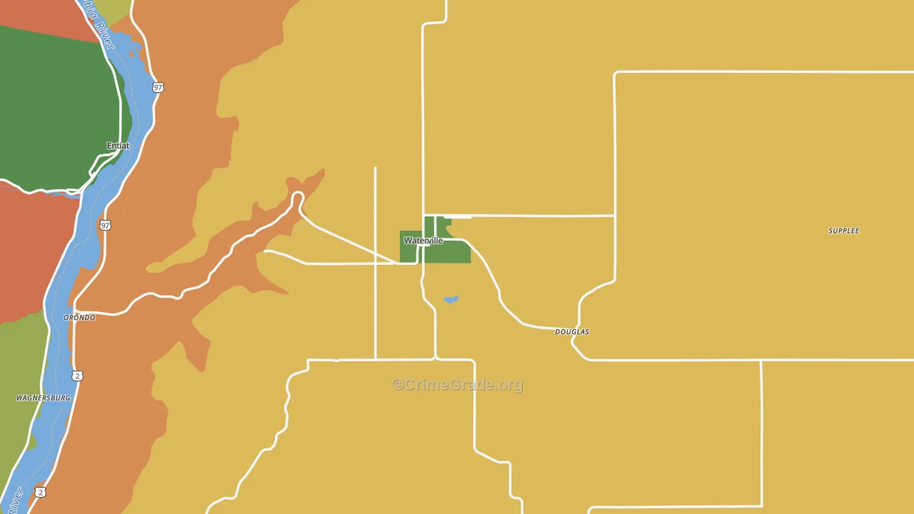 Waterville, WA Map of Drug-Related Crime Rates