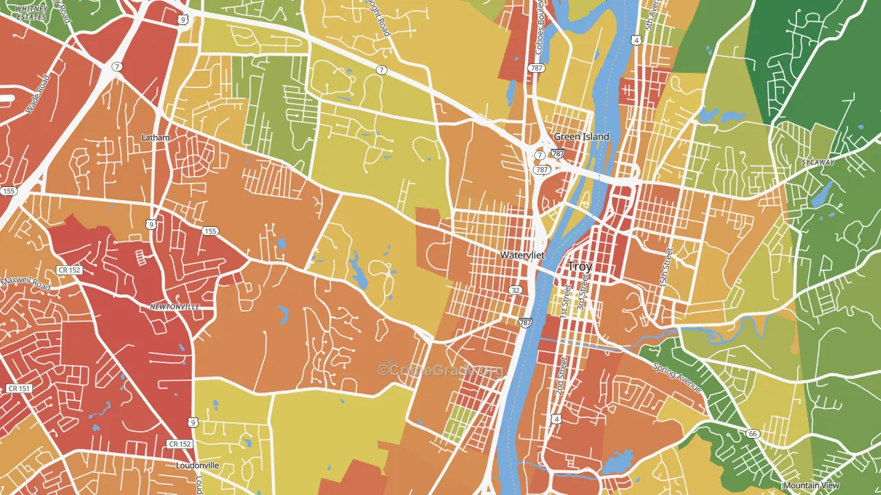 Watervliet, NY Map of Drug-Related Crime Rates