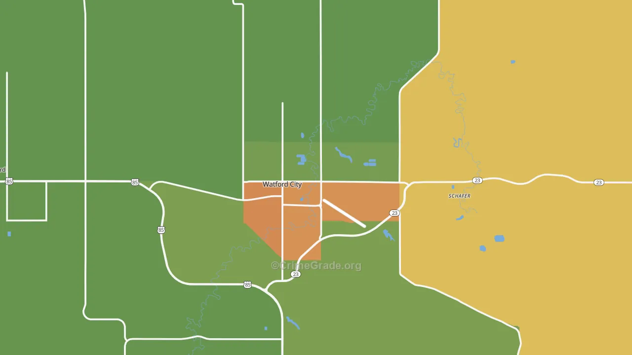 Watford City, ND Map of Drug-Related Crime Rates