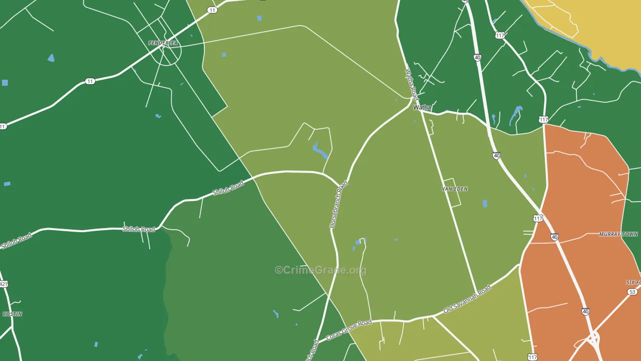Watha, NC Map of Drug-Related Crime Rates