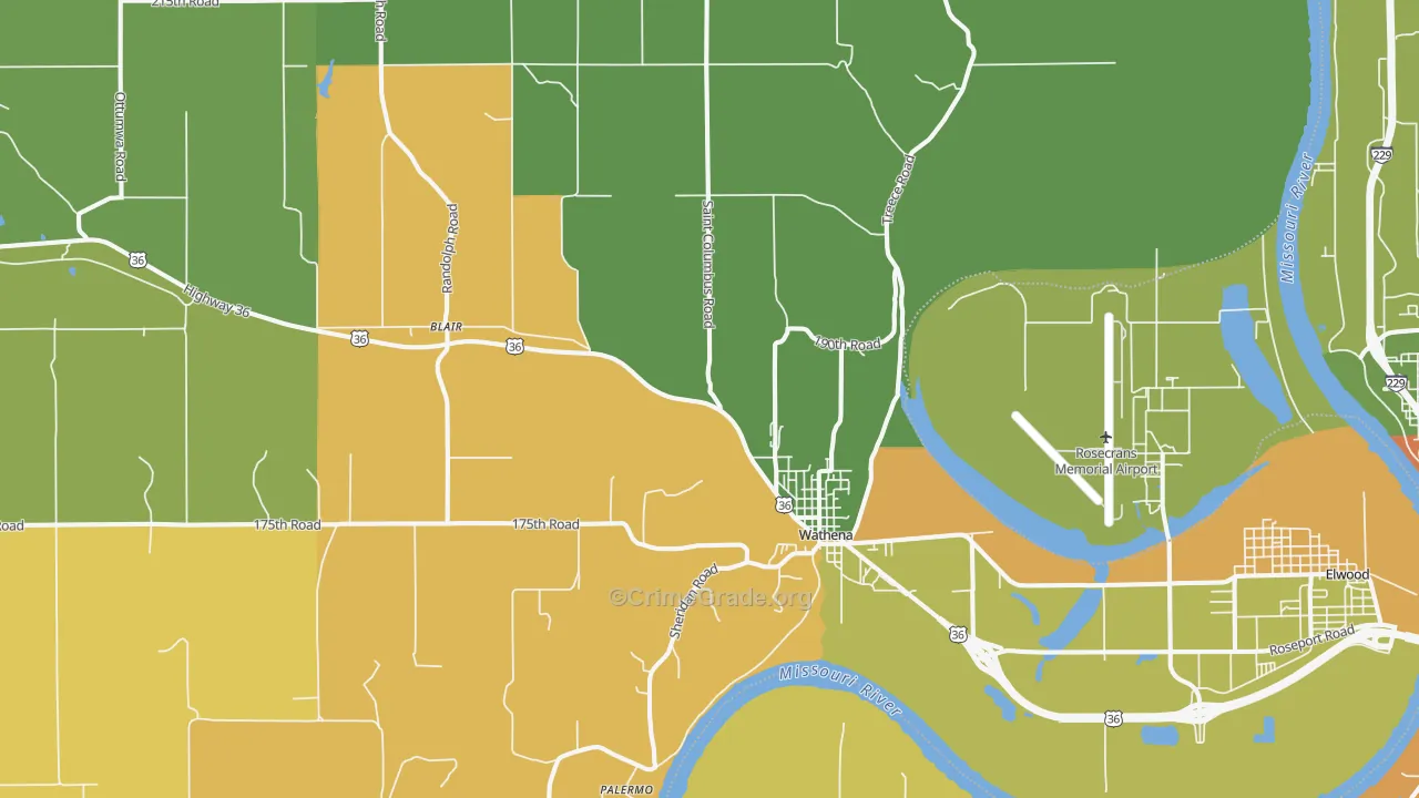 Wathena, KS Map of Drug-Related Crime Rates