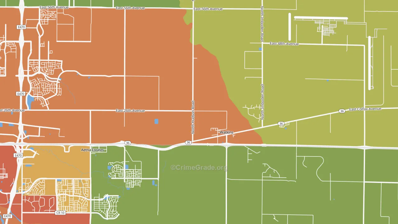 Watkins, CO Map of Drug-Related Crime Rates