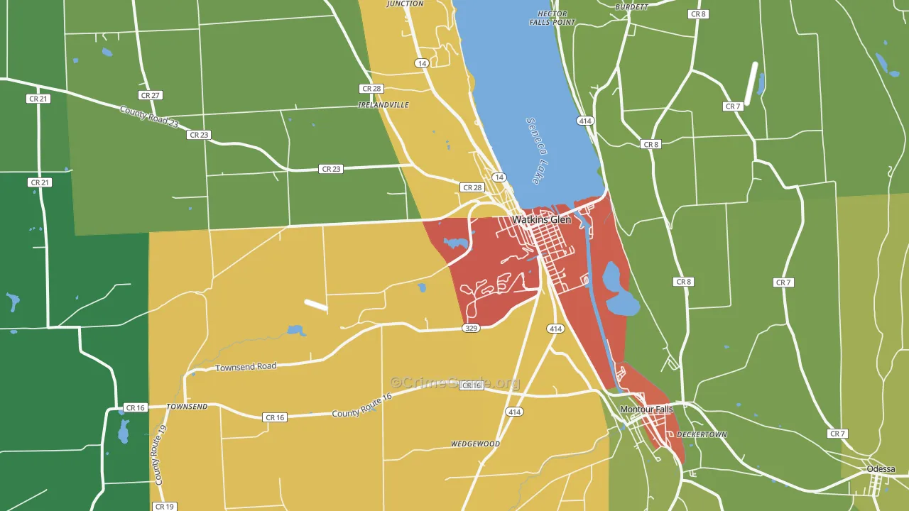 Watkins Glen, NY Map of Drug-Related Crime Rates