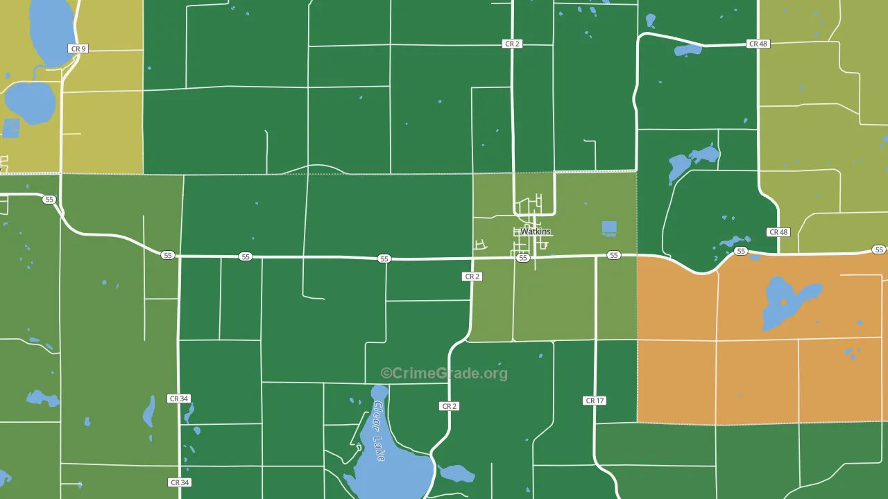 Watkins, MN Map of Drug-Related Crime Rates