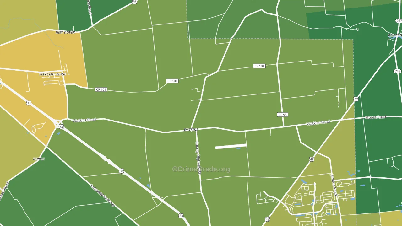 Watkins, OH Map of Drug-Related Crime Rates