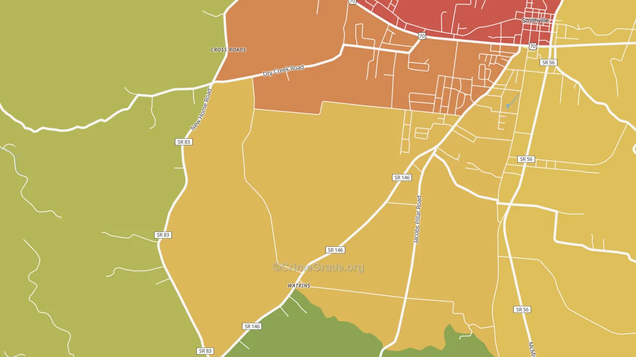 Watkins, TN Map of Drug-Related Crime Rates