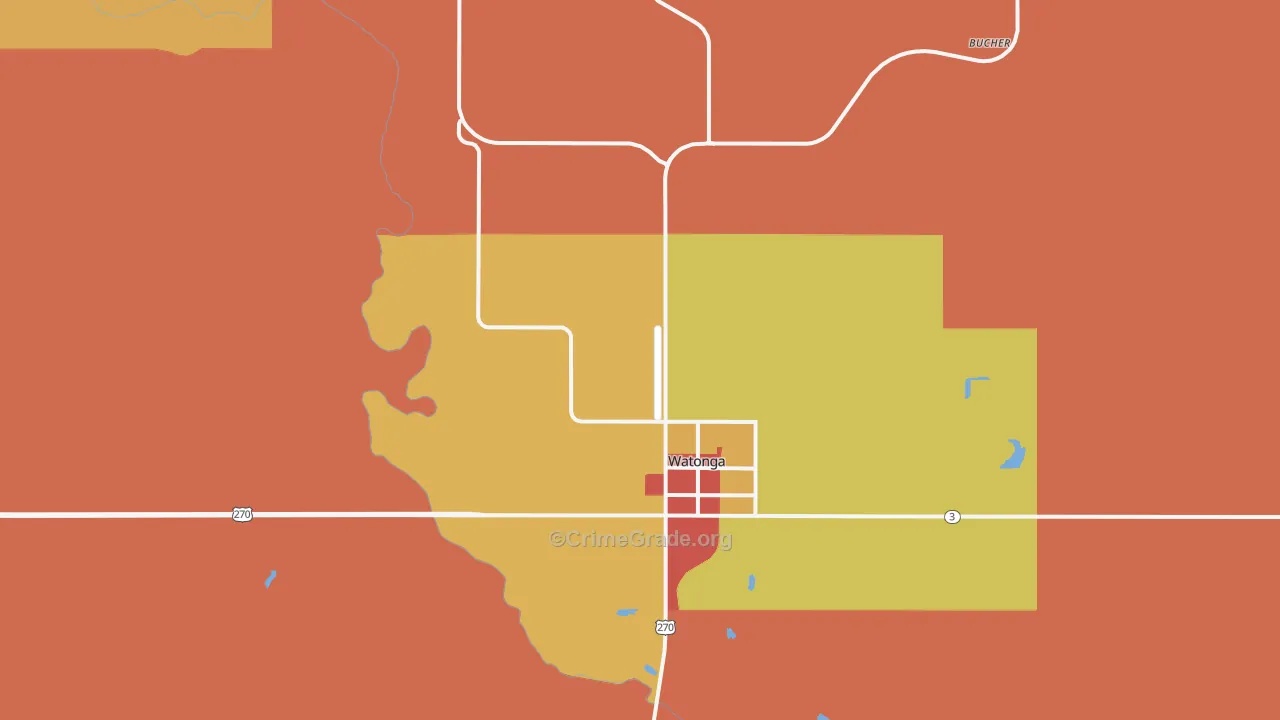 Watonga, OK Map of Drug-Related Crime Rates
