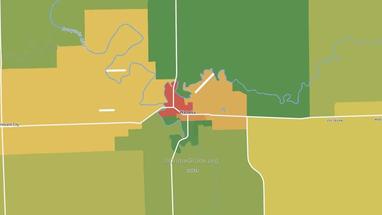 Watseka, IL Map of Drug-Related Crime Rates
