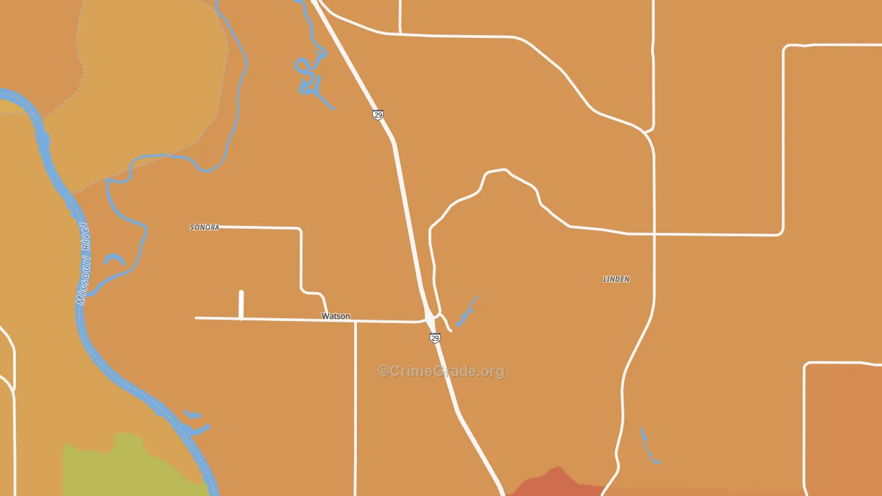 Watson, MO Map of Drug-Related Crime Rates