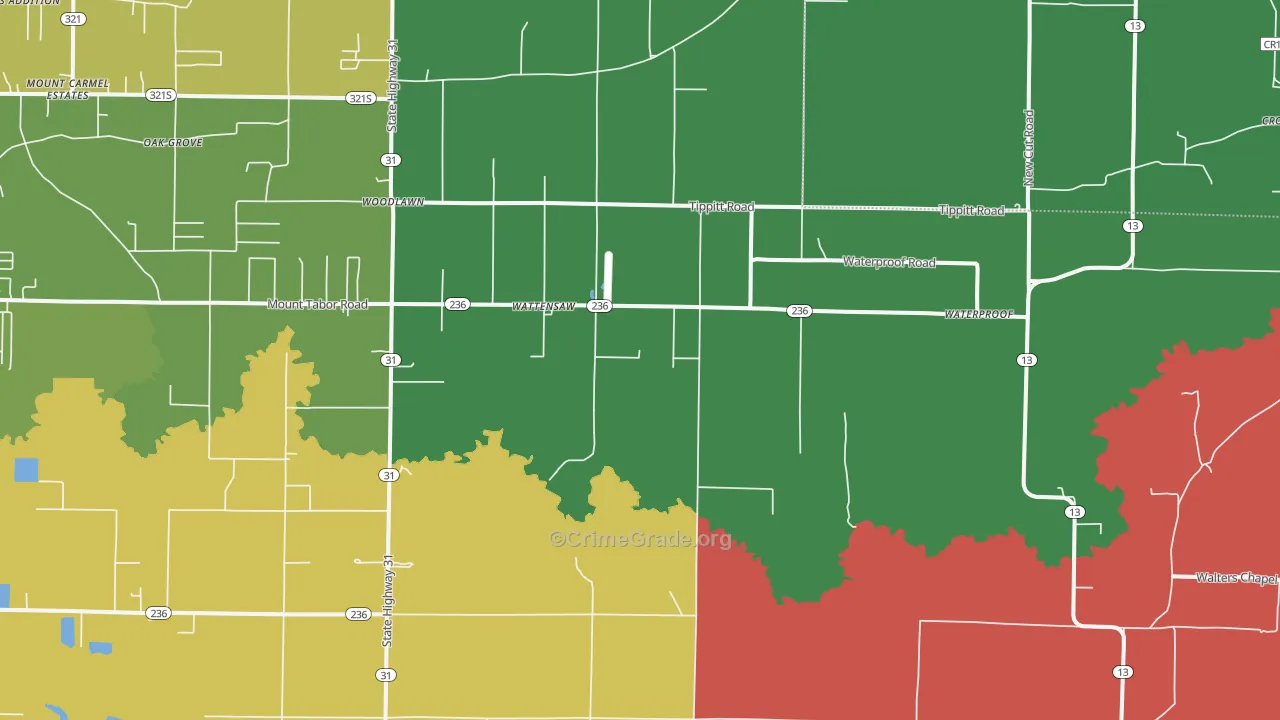 Wattensaw, AR Map of Drug-Related Crime Rates