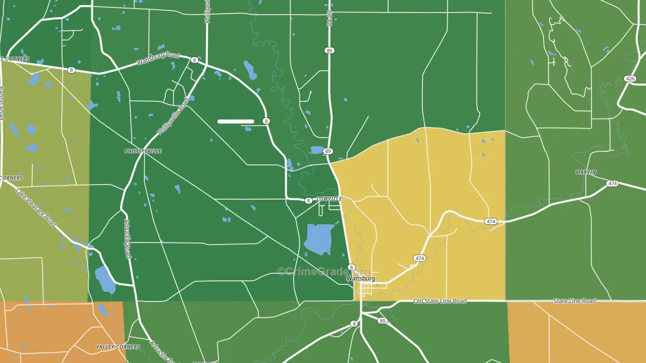 Wattsburg, PA Map of Drug-Related Crime Rates