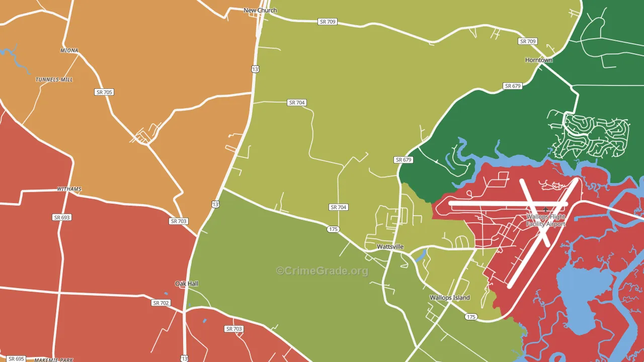 Wattsville, VA Map of Drug-Related Crime Rates