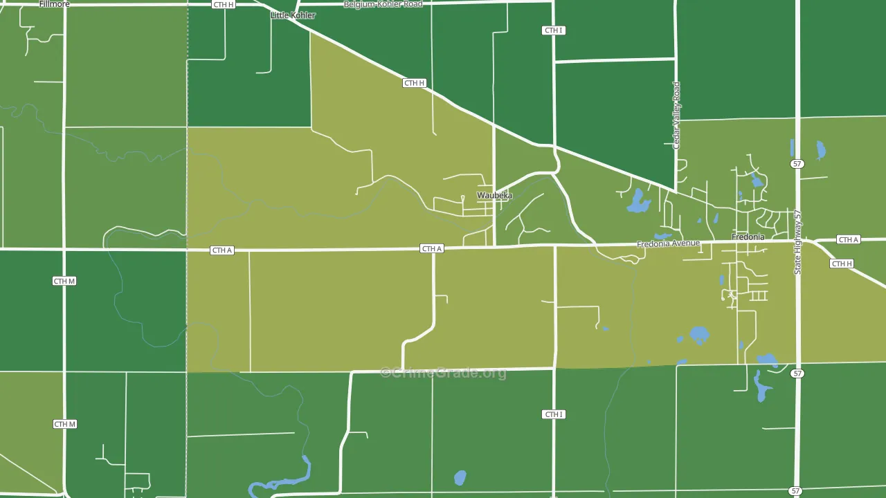 Waubeka, WI Map of Drug-Related Crime Rates