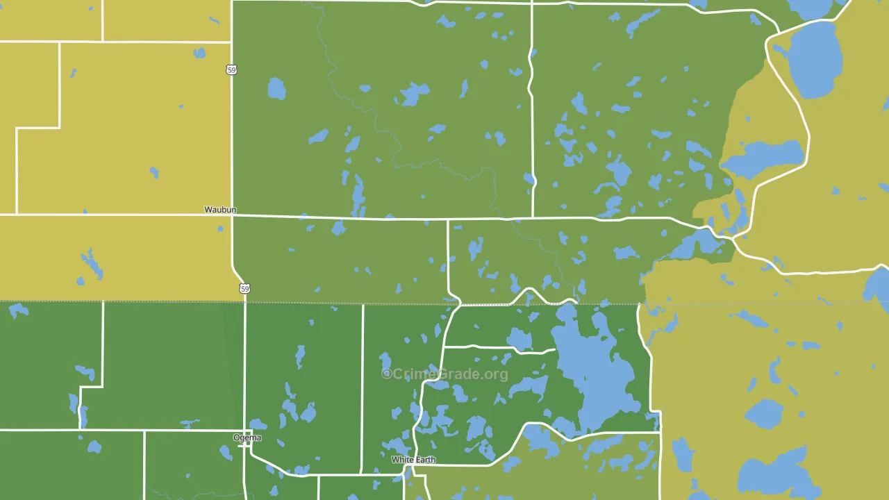 Waubun, MN Map of Drug-Related Crime Rates