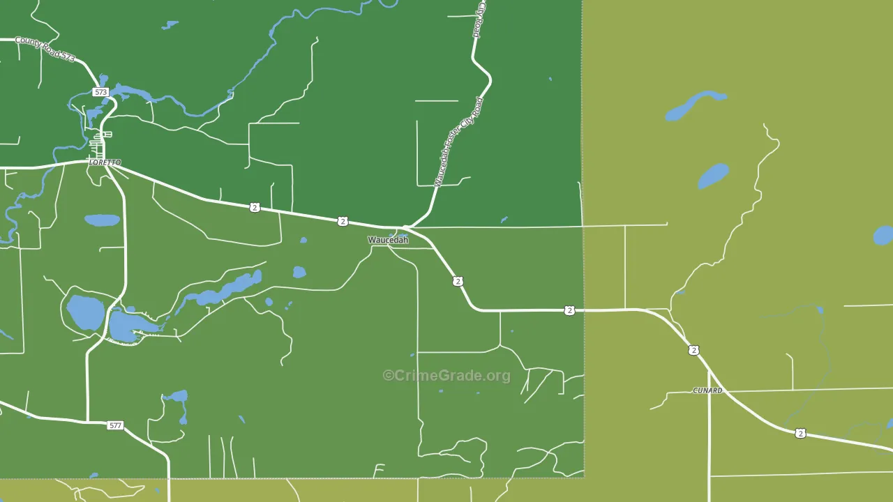 Waucedah, MI Map of Drug-Related Crime Rates