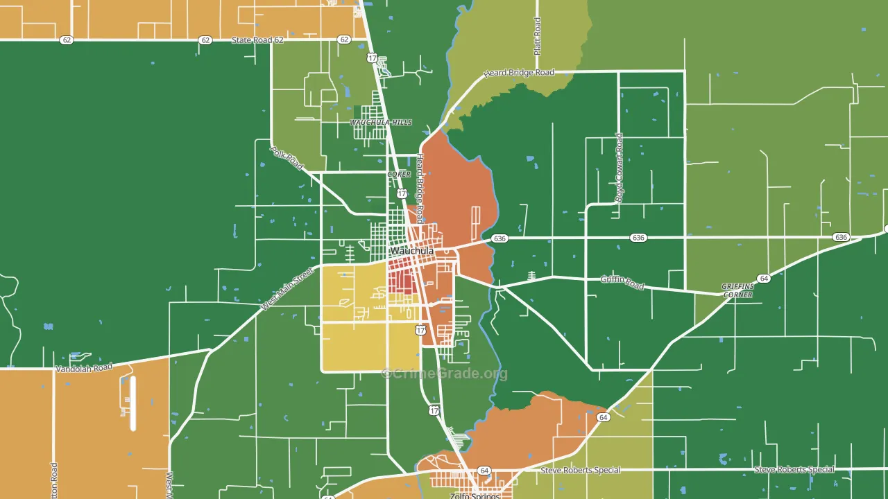 Wauchula, FL Map of Drug-Related Crime Rates