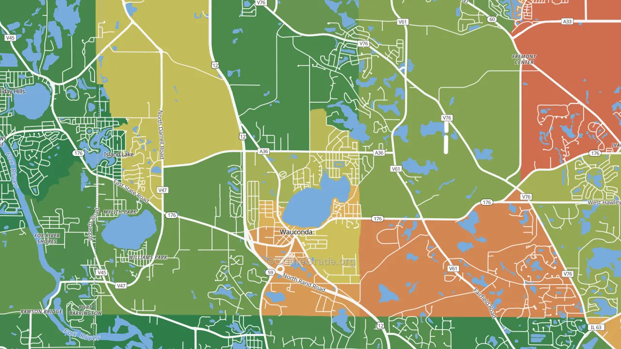 Wauconda, IL Map of Drug-Related Crime Rates