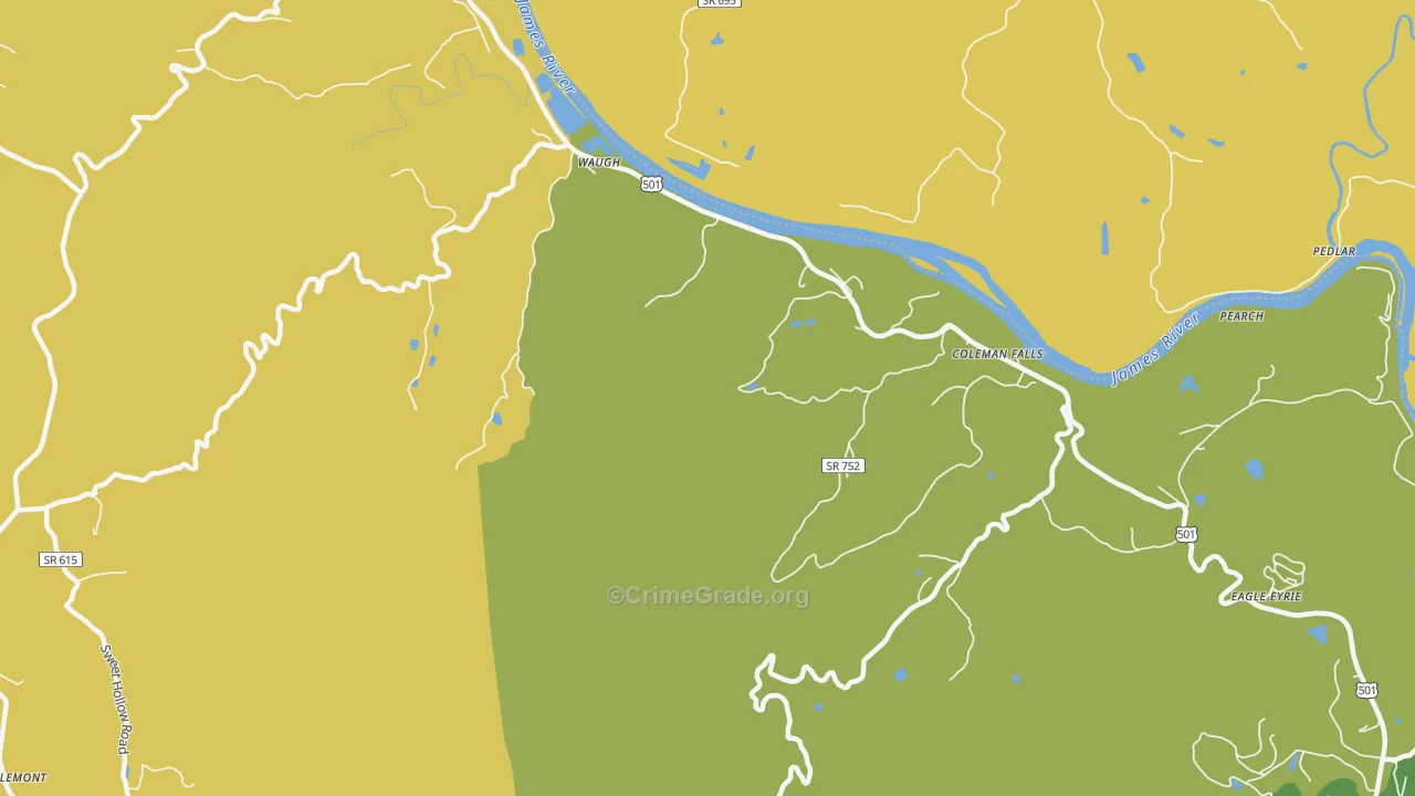 Waugh, VA Map of Drug-Related Crime Rates