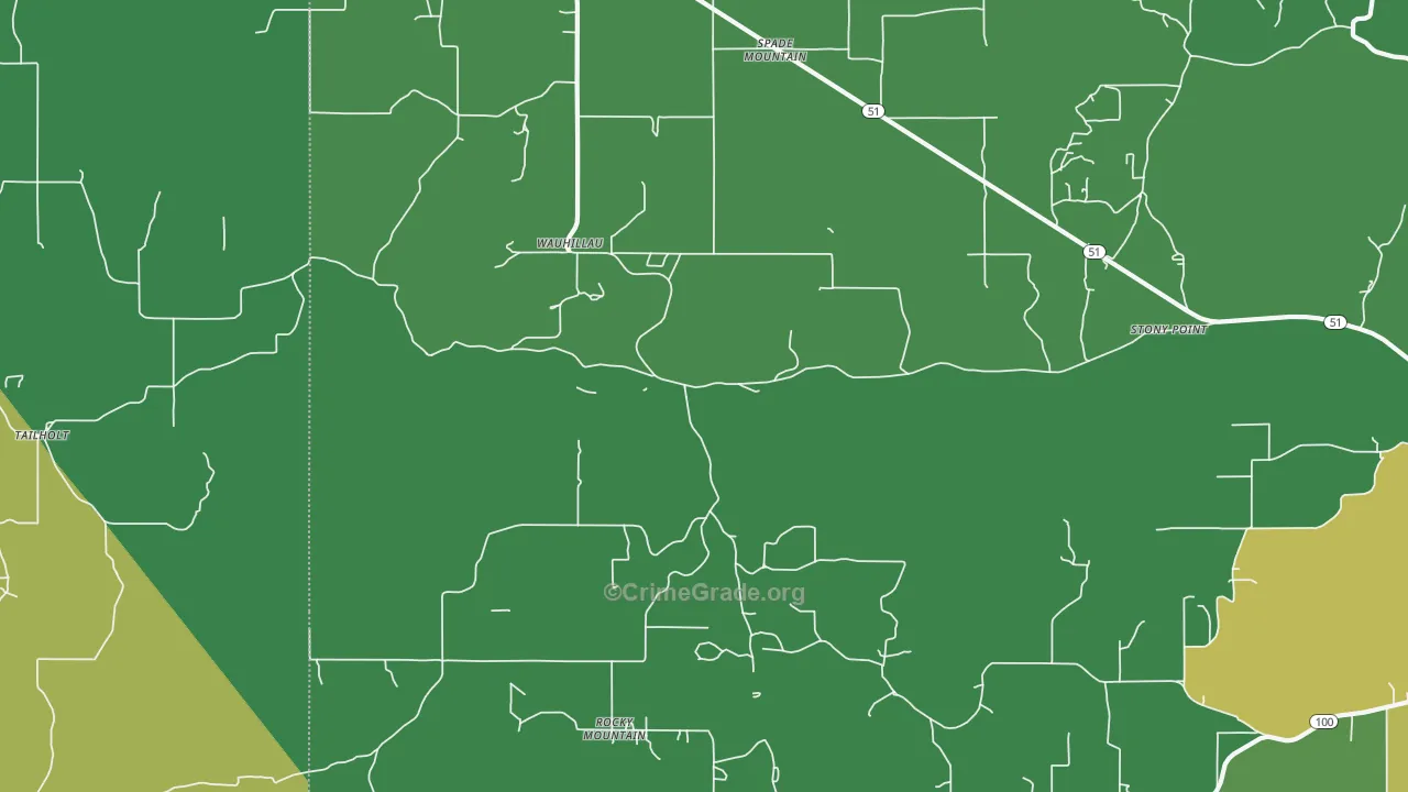 Wauhillau, OK Map of Drug-Related Crime Rates
