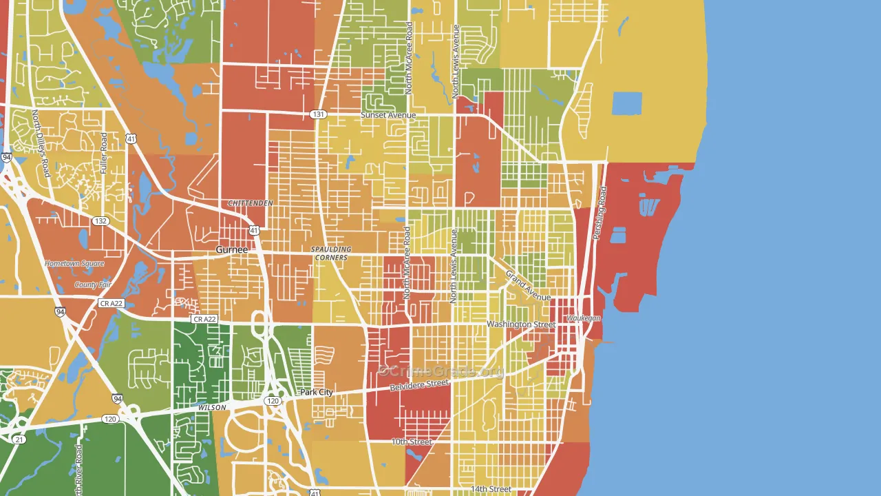 Waukegan, IL Map of Drug-Related Crime Rates