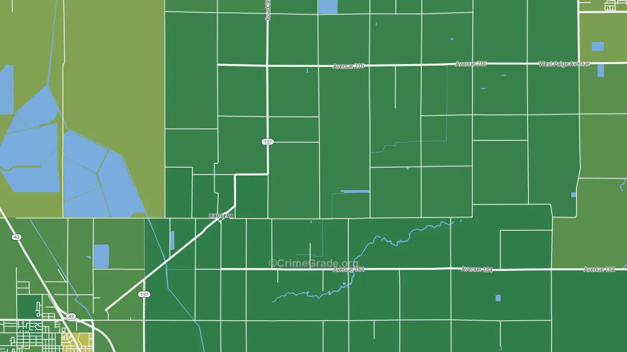 Waukena, CA Map of Drug-Related Crime Rates