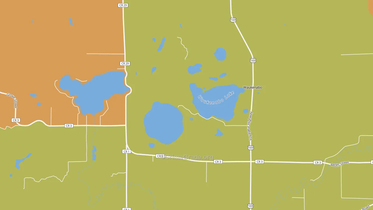 Waukenabo, MN Map of Drug-Related Crime Rates