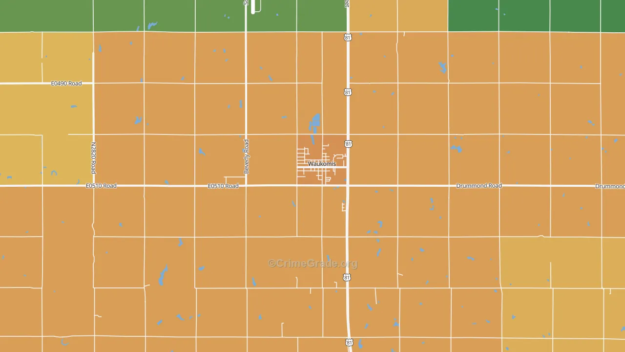 Waukomis, OK Map of Drug-Related Crime Rates