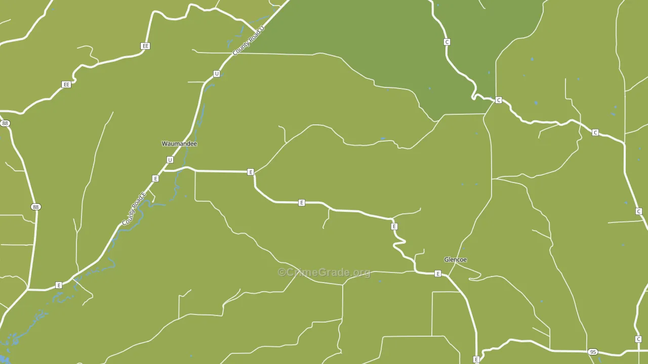 Waumandee, WI Map of Drug-Related Crime Rates