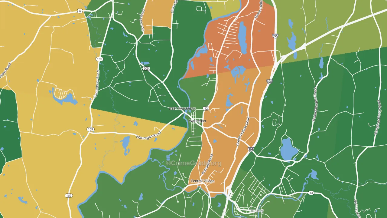 Wauregan, CT Map of Drug-Related Crime Rates