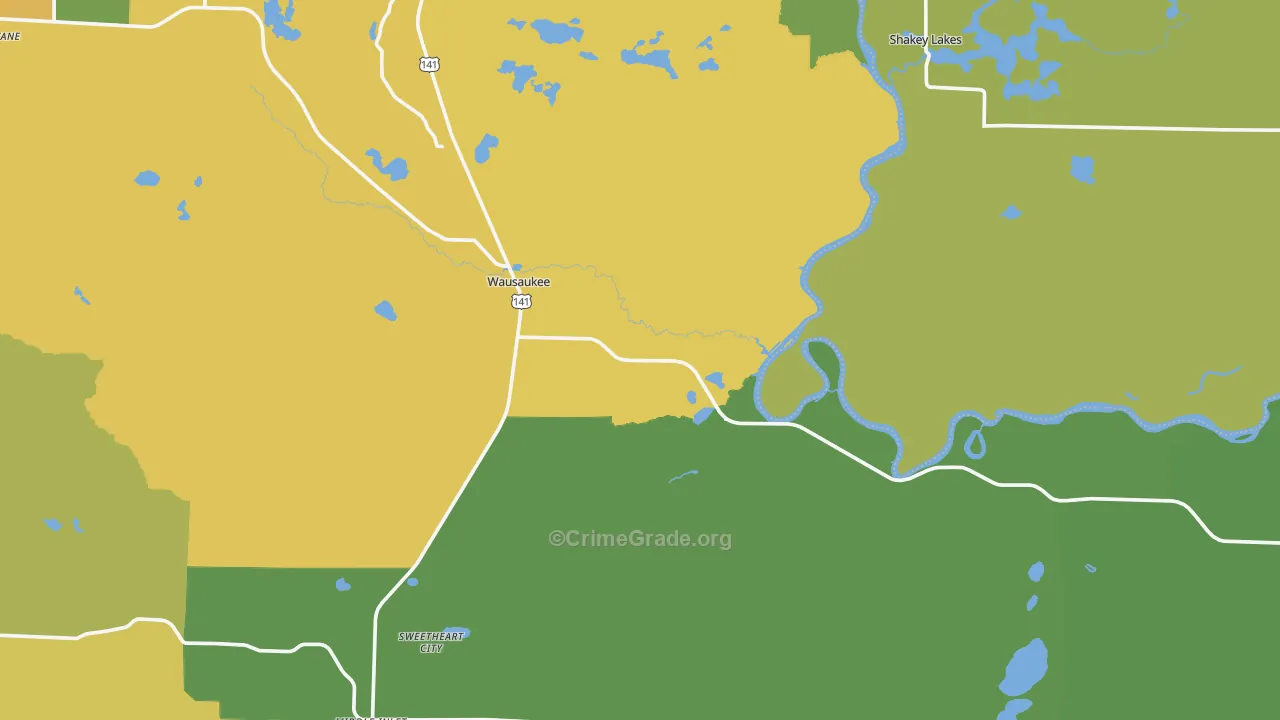 Wausaukee, WI Map of Drug-Related Crime Rates
