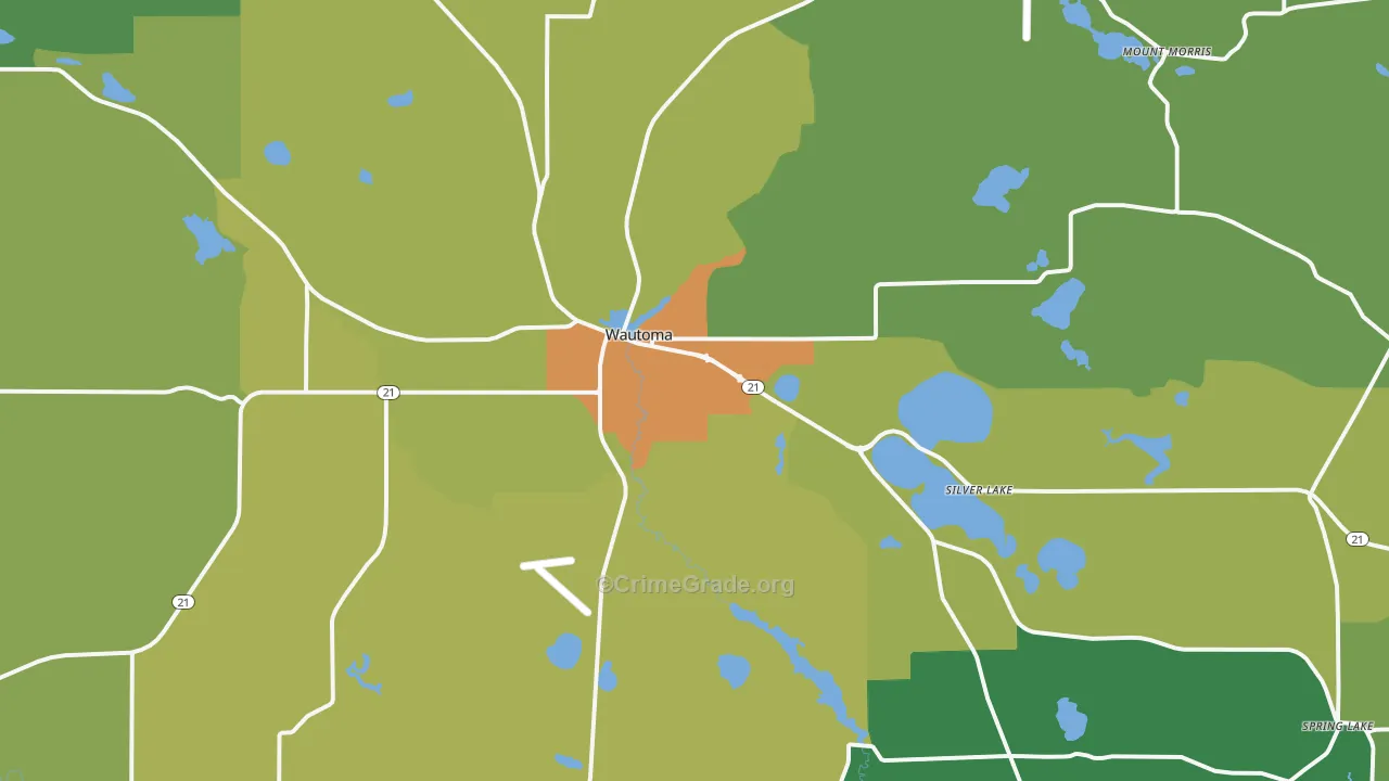 Wautoma, WI Map of Drug-Related Crime Rates