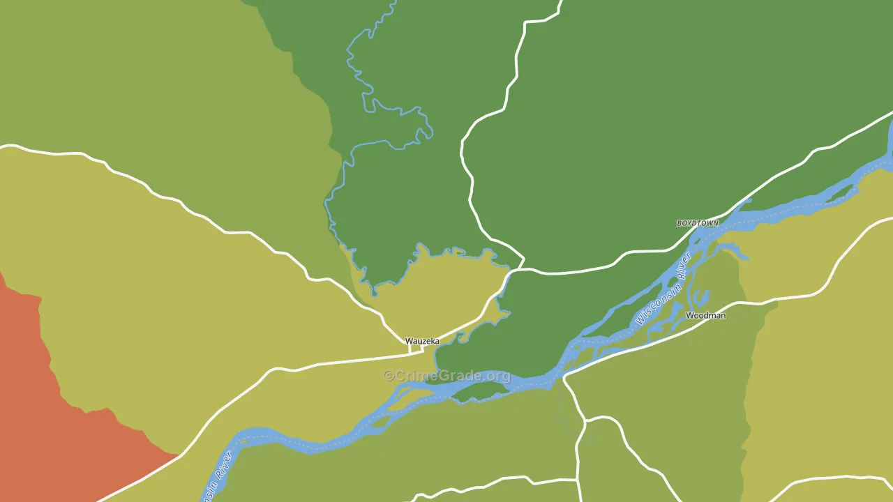 Wauzeka, WI Map of Drug-Related Crime Rates