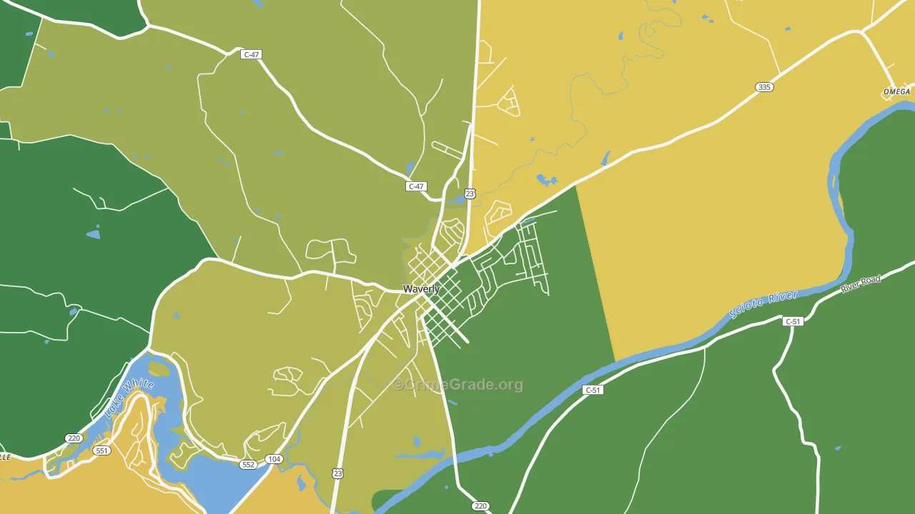 Waverly City, OH Map of Drug-Related Crime Rates
